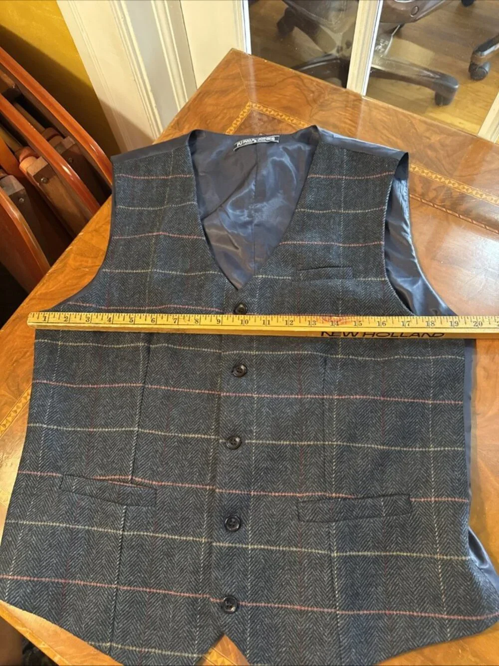 PJ Paul Jones Herringbone Wool Blend Button Front Vest Size Small